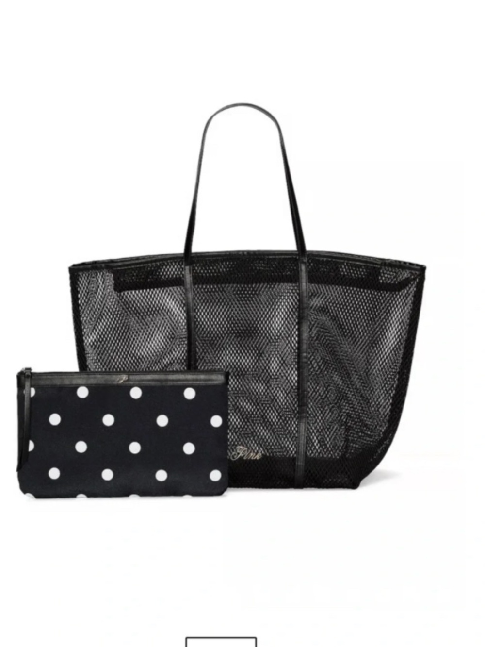 Victoria's Secret Mesh Tote Bag Black Large NEW